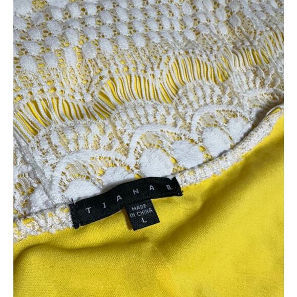 Tiana B Yellow Crochet Overlay Mini Dress – Size Large - Picture 4 of 5